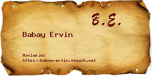 Babay Ervin névjegykártya